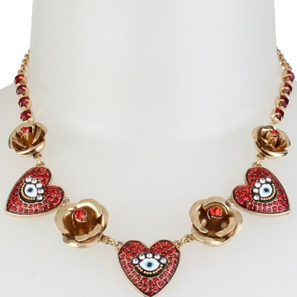 Betsey Johnson Rose Heart Eye Necklace 